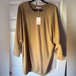 La Relaxed Camel Fleece Sweatshirt Dress Size M 6-8 $79